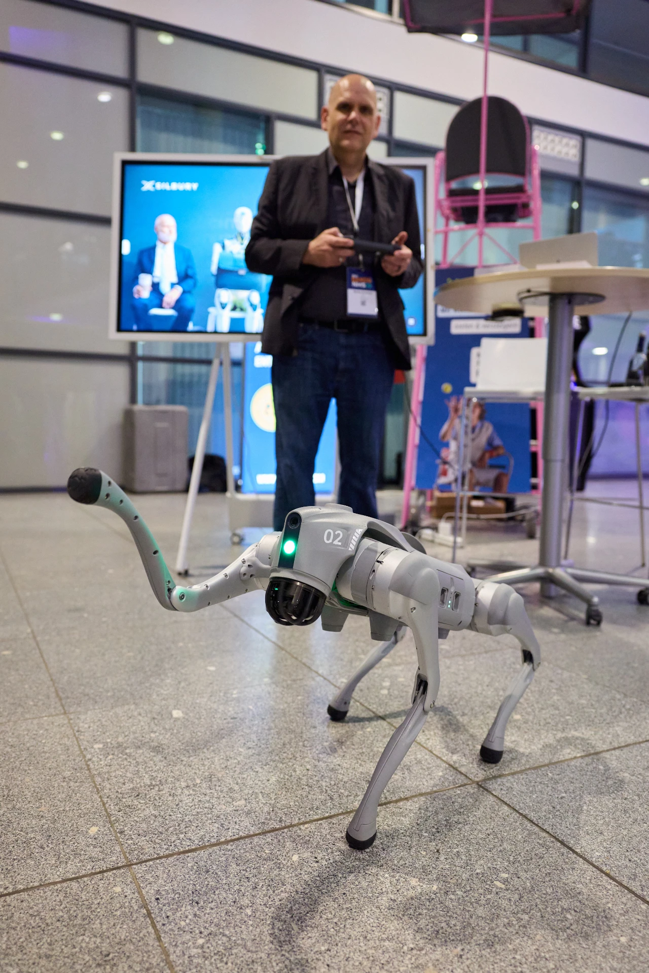 Simba, Silbury's mobile AI robotics prototype, being remote-controlled across an event area